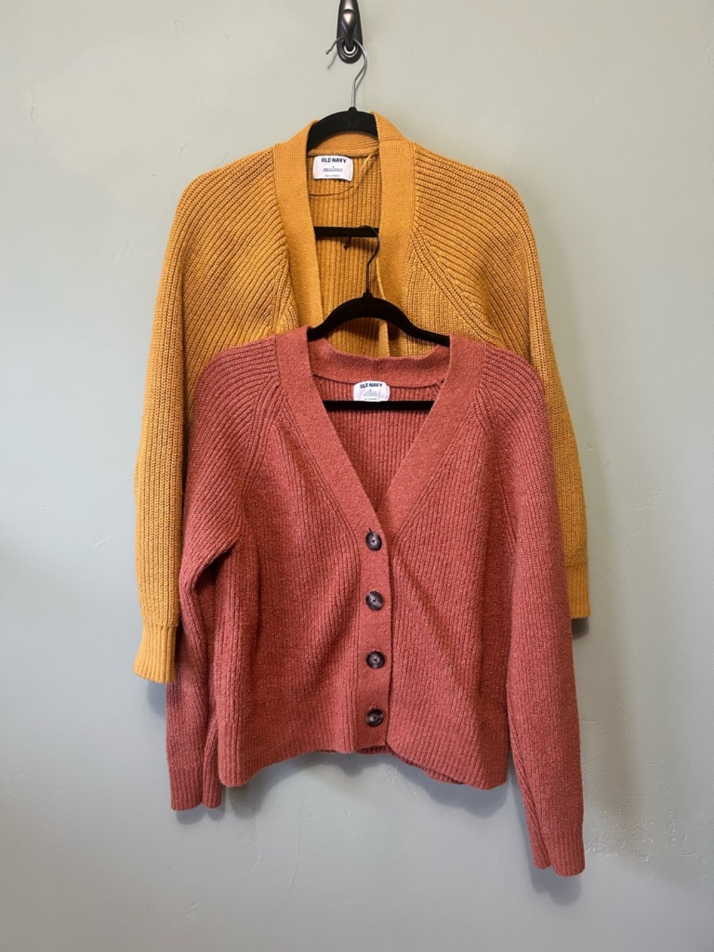 Set of 2 - Old Navy Women’s Rust and Mustard Yellow Button-Front Cardigans